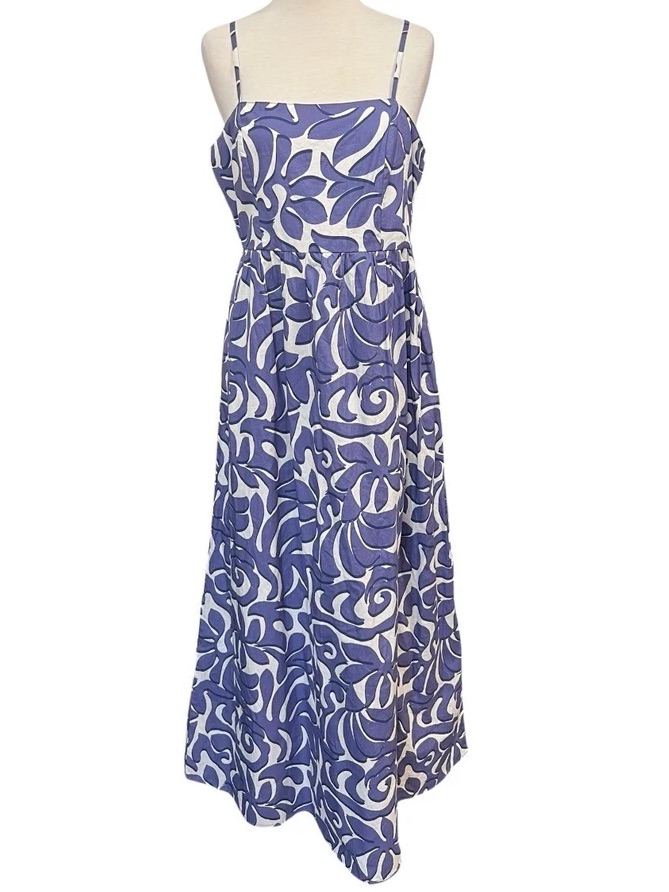 Jessica Simpson Blue And White Floral Print Maxi Dress Spaghetti Straps